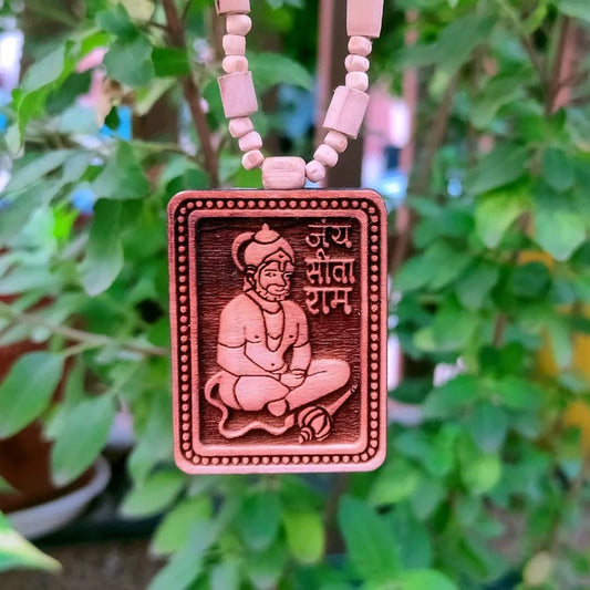 Tulsi Kanthi Mala With Hanuman Pendant for Men Wood Locket Set(Pack Of 1)